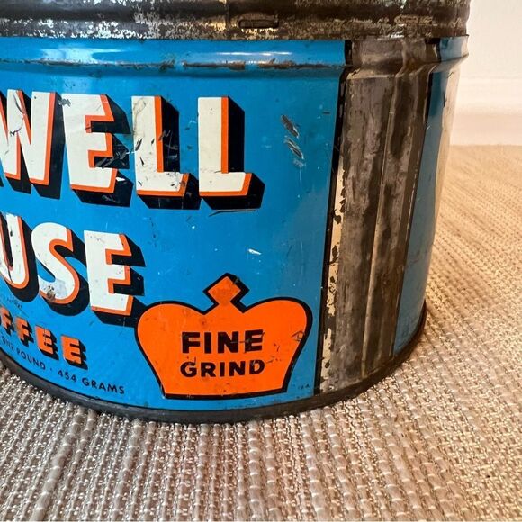 1940's Maxwell House Coffee Can 1 lb Mid century Antique Coffee Advertising 2399 - Picture 8 of 13